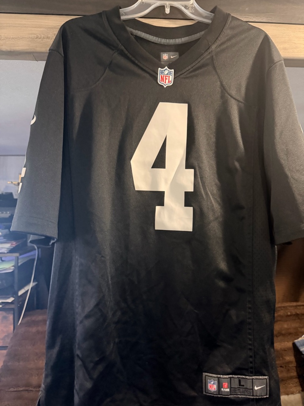 NFL Black Jersey with White Nike Swoosh and Patch